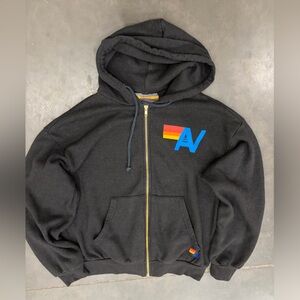 Aviator Nation Black Sweatpants with Blue and Orange Logo